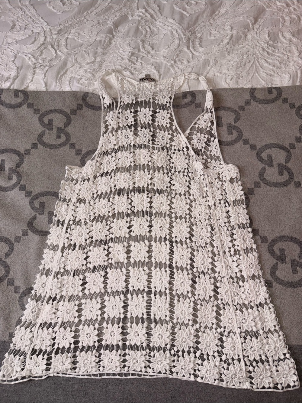 Koan White Floral Crochet Tank Top - Picture 7 of 7
